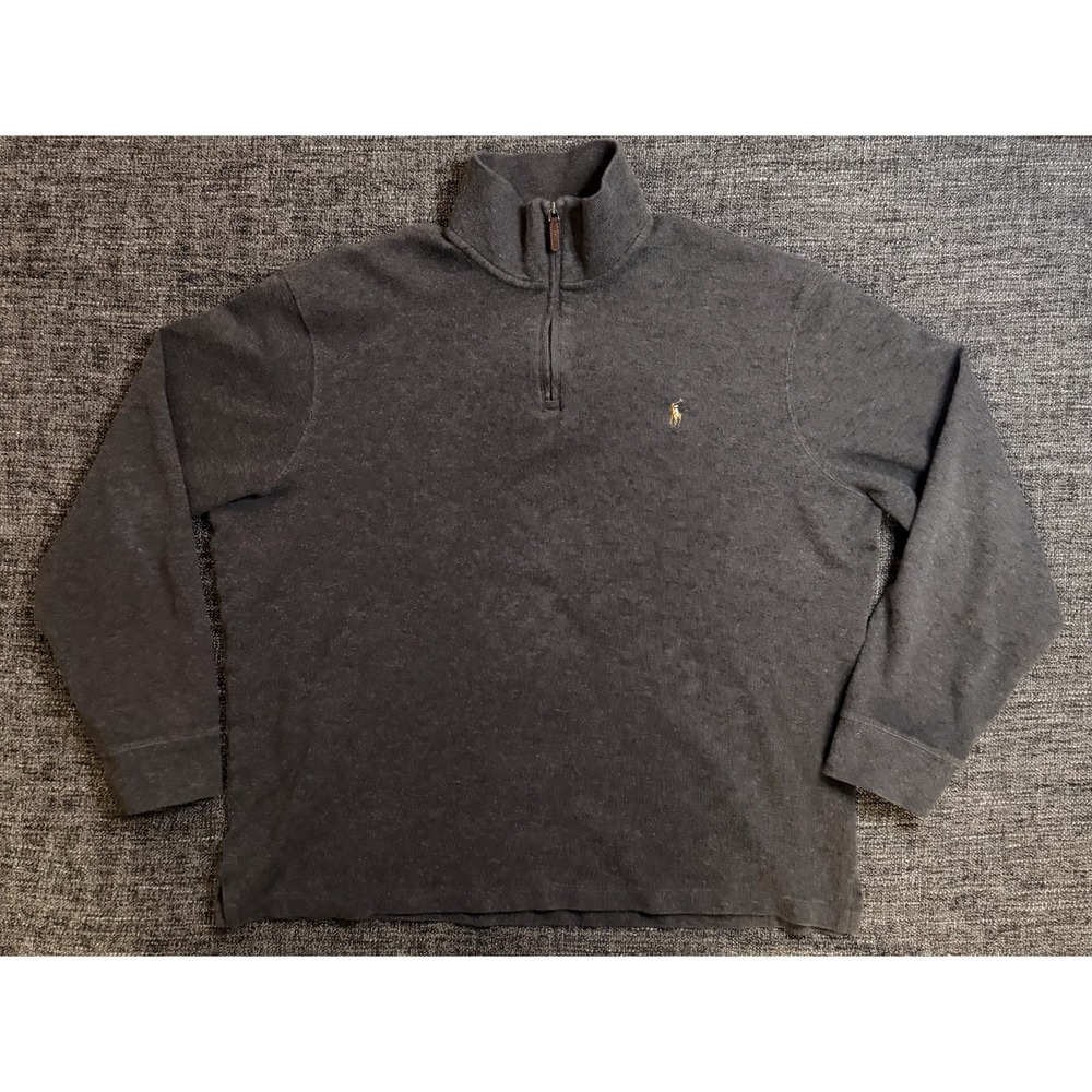 Polo Ralph Lauren Preppy Estate Rib Charcoal Gray 1/4 Zip XL Classic
